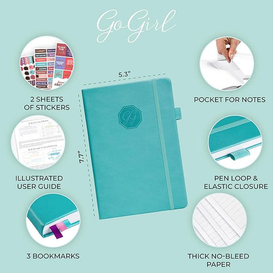GoGirl Weekly Schedule Planner – Hourly Work & Life Planner with Time Slots – Vertical Agenda Organizer for Daily Productivity, A5 (Turquoise)