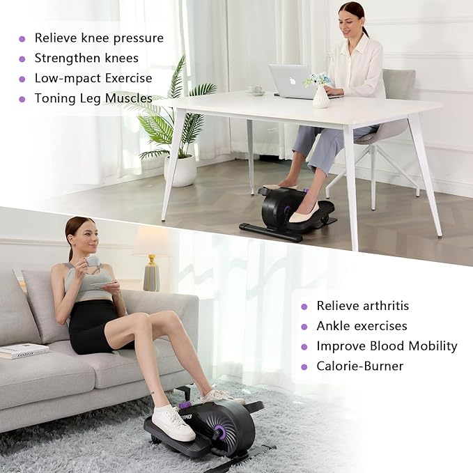 FUNMILY Under Desk Elliptical, Ellipse Leg Exerciser, Standing or Seated Mini Elliptical Machines, Portable Bike Pedal Exerciser for Seniors/Adults, Leg Workout Equipment for Home/Office