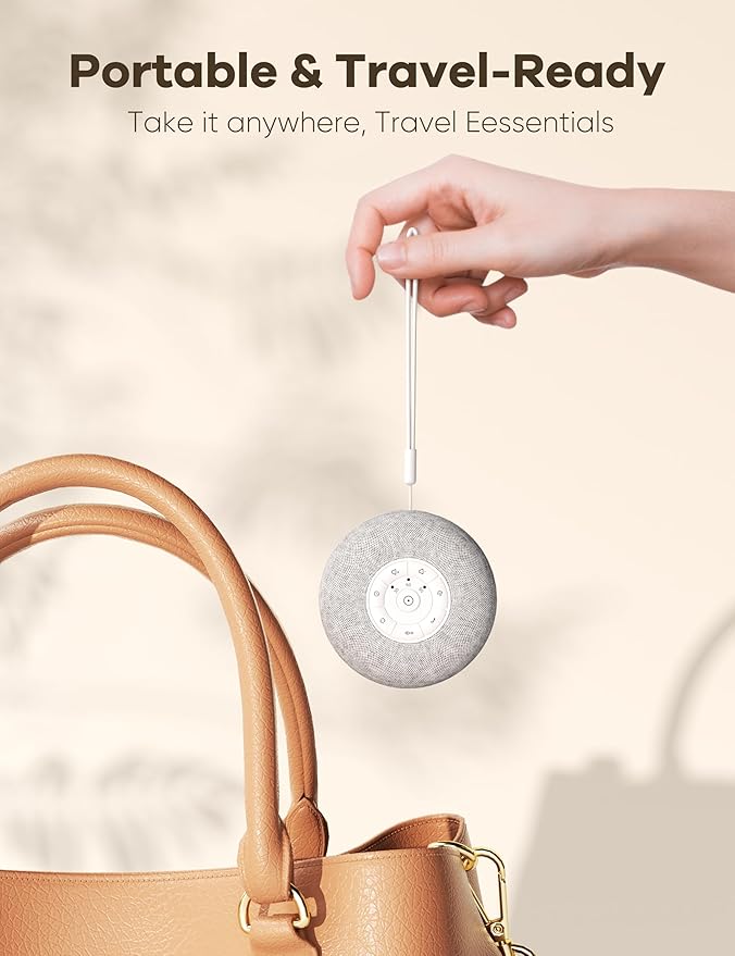 Portable Sound Machine Baby, Long Battery with Loud Bluetooth Speaker, 39 Special Soothing Sounds, White Noise Sound Machine for Sleeping