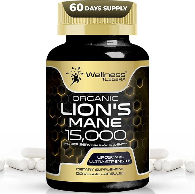 Lions Mane Supplement Capsules - 120 Count - Mushroom Supplement, Brain Supplements for Memory and Focus, Lion's Mane Mushroom Capsules Organic - Cognitive and Immune Support, Focus Supplement