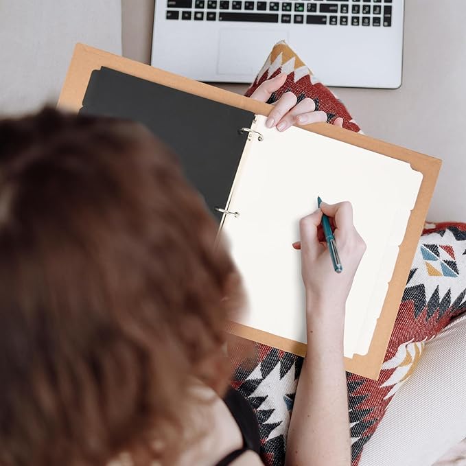 Widen Spine Natural Recycled Kraft 3 Ring Binder A4 Binder Organizer 2 Pack, 1.78" Spine, Durable 1.2" Round Ring Fits A4 & Letter Size Paper,Hardcover Organizer Planner Holds 325 Sheets Capacity