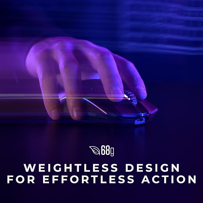 Glorious Gaming Model O 2 Wireless Gaming Mouse - Hybrid 2.4GHz & Bluetooth Wireless, 68g Superlight, Long Battery Life, 26k BAMF 2.0 Sensor, RGB, Ambidextrous, 6 Buttons, PTFE Feet - Black