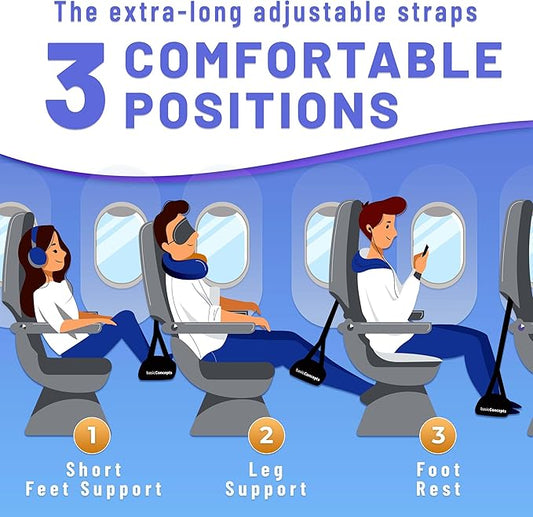 Airplane Footrest (4 Pack), Perfect Foot Hammock for Airplane Travel or Office - Relax Your Feet