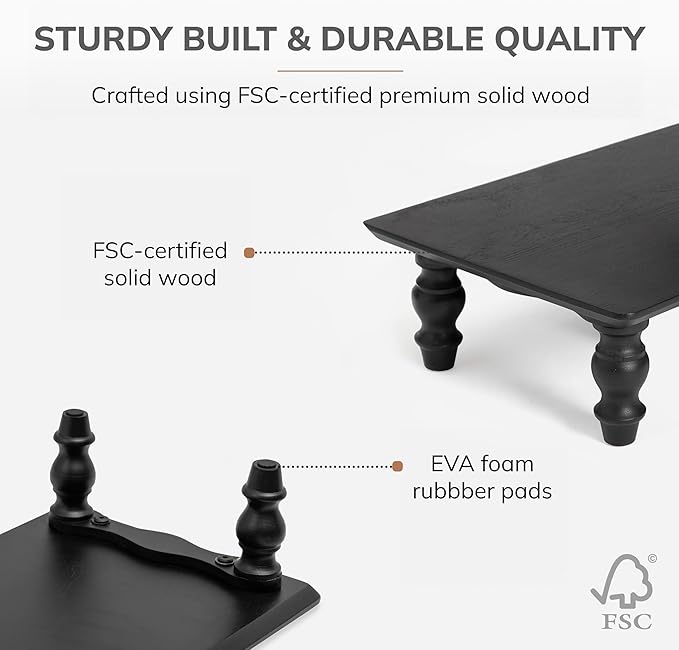 Anji Mountain Monitor Stand - Desktop Organizer & Laptop Riser, Ergonomic Monitor Riser, Space-Saving Monitor Stand for Desk, Durable Construction, Easy Assembly, Ideal for Home & Office,Black