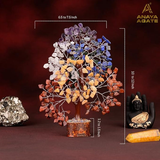 7 Chakra Tree of Life Handmade Gemstone Bonsai Trees, Crystals and Healing Stones Feng Shui Money Tree for Home Office Desk Decor, Positive Energy, Good Luck, Spiritual Birthday Gifts for Women