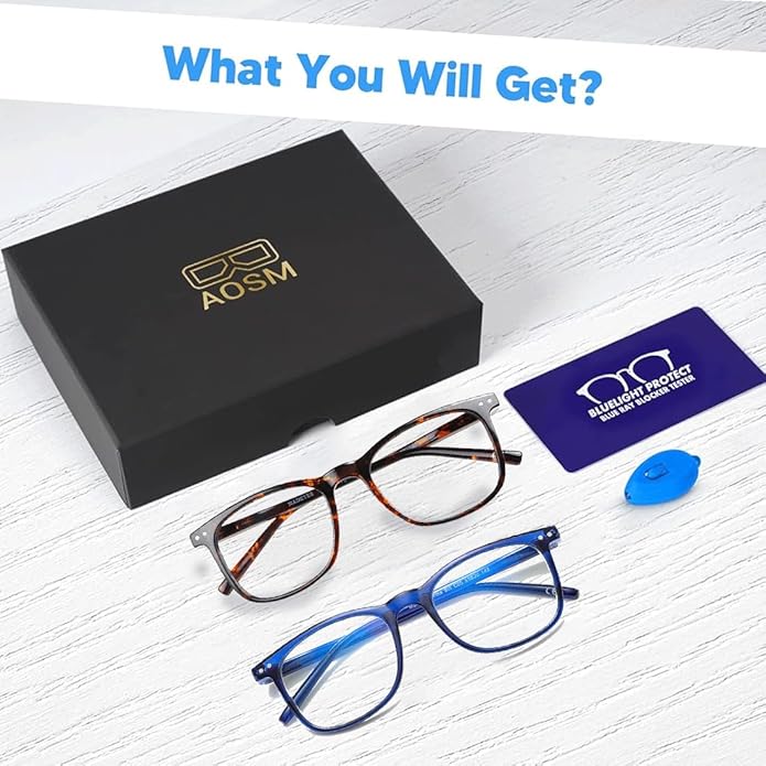 Blue Light Blocking Glasses, Blue Blocker Computer Glasses for Men Women, Anti Glare 400 UV & Eye Strain Fake Square Glasses