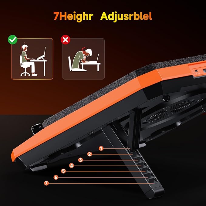 GT300 Upgraded Laptop Cooling Pad with Adjustable Stand, Turbo Boosted Cooler for Rapid Cooling 10-17inch Gaming Laptop, Flexible Sealing Ring,Featuring Air Filtration and USB Hub