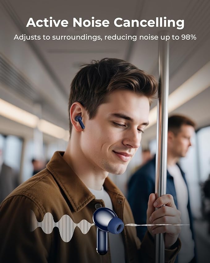 Wireless Earbuds, Ear Buds Active Noise Cancelling with Charging Case, 6.0 Bluetooth Earbuds with AI Clear Calls, 40H Playtime for Sports & Working, Stereo Sound Headphones for iPhone/Android/iPad