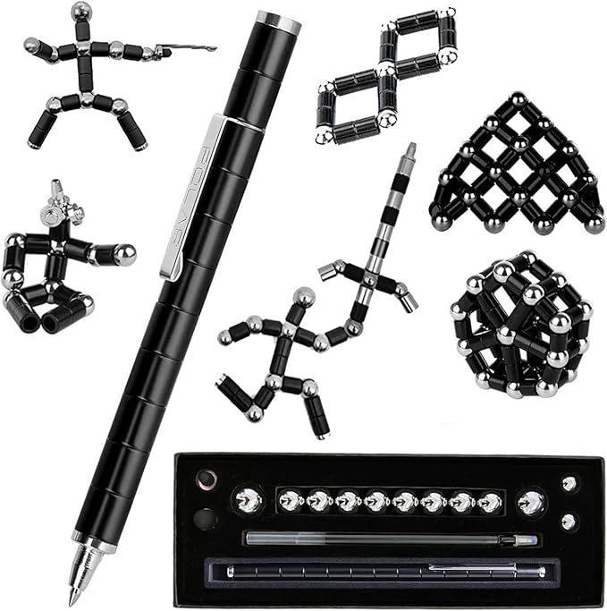 Black Fidget Pen, Magnetic Pen Fidget Cool Gadgets, Decompression Magnet Pens Adult Toys, Novelty Toy Can Write, Gifts for Family Friends Teens Boys Girls,Great for Stress Relief