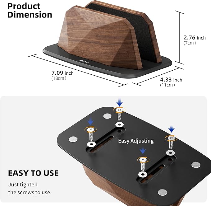 Vertical Laptop Stand - Walnut Adjustable Laptop Holder,Desktop Dock Compatible with All MacBook, Surface,Chromebook,Dell & More(Walnut)