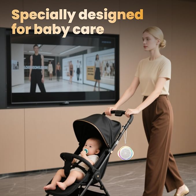 Portable White Noise Machine with Rechargeable Battery, 27 Soothing Sounds & Night Light, Sleep Soother for Baby Adults, 24H Playtime, Compact Travel Sound Machine for Home Office Nursery