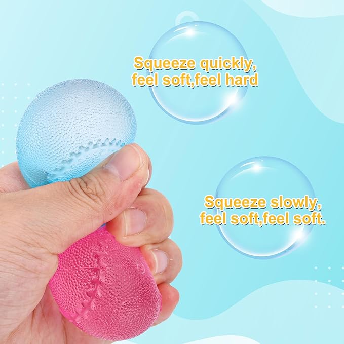 4pcs Stress Relief Toys Balls, Assorted Colors Maltose Filled Stress Toys Durable Slow Rising Sugar Balls for Anxiety ADHD & Autism Classroom Prizes (Tennis)