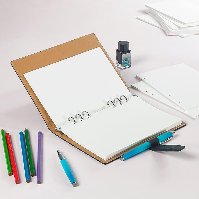 A5 Loose Leaf Refill Paper, 135 Sheets Plain White Planner Refills, 6-Ring Binder Compatible, 100GSM Insert Papers for Notebooks, School, Office, College Notes, Journaling & Printing