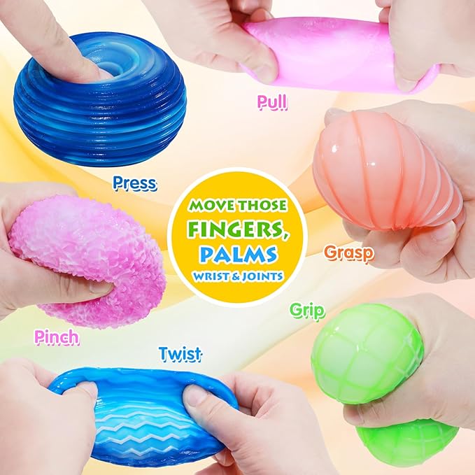 Magic Flour Stress Balls for Kids - 6 Pack Fidget Toys Squishy, Squeezy, Stretchy Sensory Balls - Color-Changing Fun for Anxiety Relief, Party Favors, Classroom Prizes, and Stress Relief Gifts