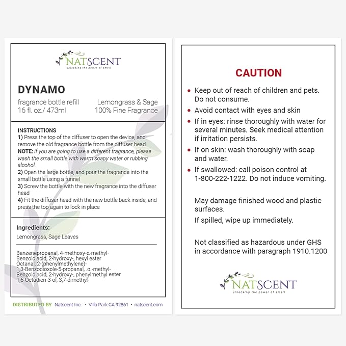 Lemongrass & Sage Essential Oils for Diffusers for Home, Nature-derived Essential Oil, Long-Lasting & Family-Friendly Diffuser Oils Scents, IFRA Certified, Cold Air & Ultrasonic - 16 oz