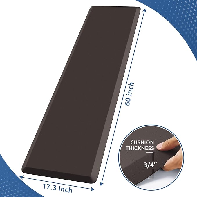 KitchenClouds Kitchen Mat Cushioned Anti Fatigue Kitchen Rug Non Slip Standing Mat Comfort Floor Mats for Sink Office (17.3"x60"- 0.8inch)