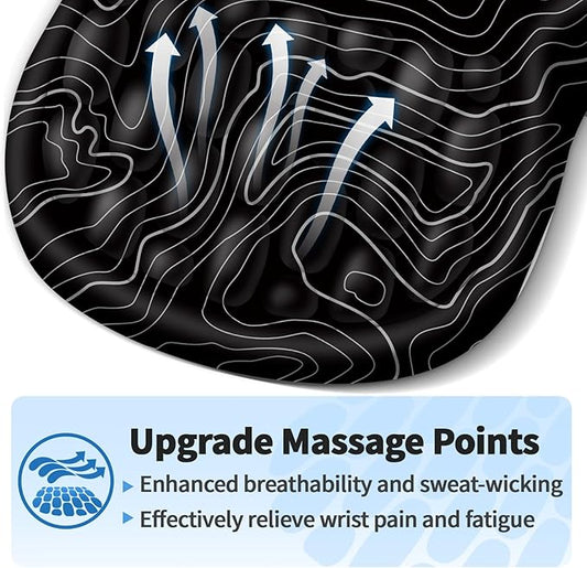 Ergonomic Mouse Pad with Wrist Rest Support, Mousepad with Comfortable Memory Foam Wrist Rest and Non-Slip PU Base for Pain Relief, Computer, Laptop, Office, Home (Topographic Map)