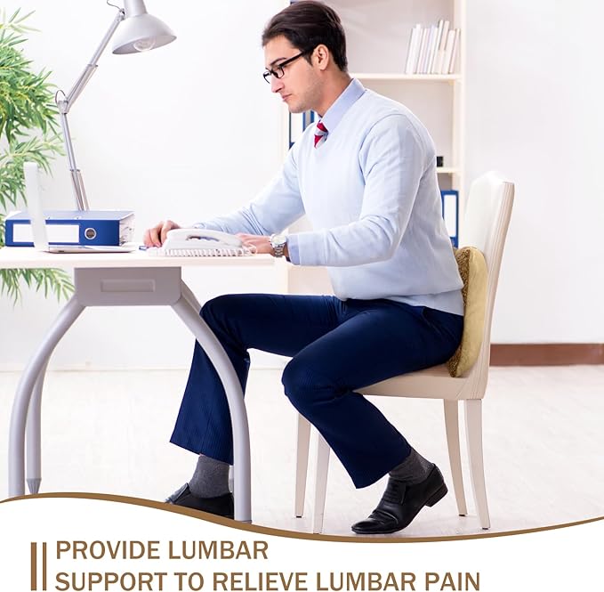 Queekay Fleece Lumbar Support Pillow 3 Section Back Pillow Office Chair for Back Support Comfortable Lumbar Cushion for Car Seat Pain Relief Sofa Rest(Light Tan)