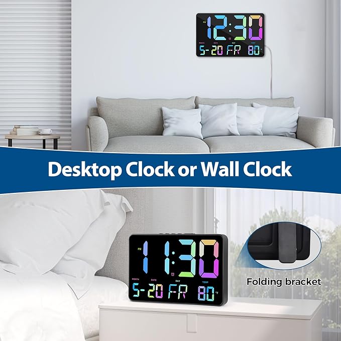 SZELAM Digital Clock Large Display,11.5"Digital Wall Alarm Clock with Remote Control,LED Oversized Electric Clock with Calendar,12/24H,Adjustable Brightness Large Clock for Home Office Kitchen Bedroom