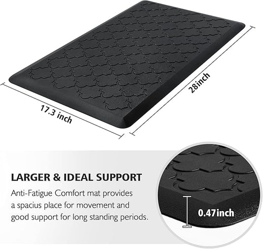 WISELIFE Kitchen Mat Cushioned Anti Fatigue Floor Mat,17.3"x28", Thick Non Slip Waterproof Kitchen Rugs and Mats,Heavy Duty Foam Standing Mat for Kitchen,Floor,Home,Desk,Sink,Laundry (Black,17.3"x28")