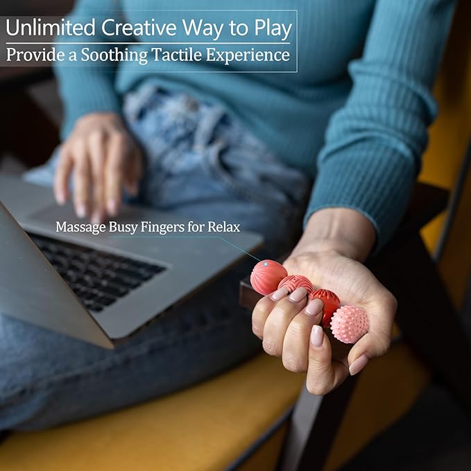 Silicone Magnetic Balls Fidget Toys for Adults & Teens,4PCS Stress Relief Sensory Toys for Autism ADHD Anxiety,Fun Textures Gadgets,Office Desk Toy,Stocking Stuffers for Men Women Teen Gifts