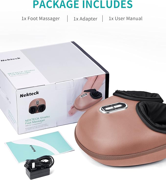 Nekteck Shiatsu Foot Massager Machine with Soothing Heat, FSA Eligible Air Compression Deep Kneading Therapy, Improve Blood Circulation and Foot Wellness, Relax for Home Office Use, HSA Eligible