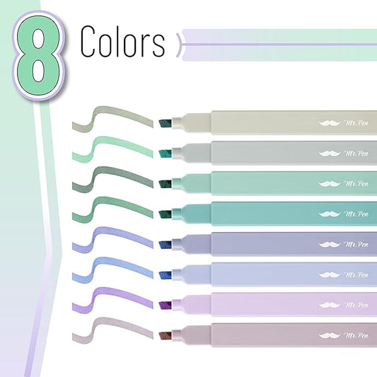 Mr. Pen- Aesthetic Highlighters, 8 pcs, Chisel Tip, Pastel Colors, Cute Highlighters Assorted Colors, Back to School Supplies