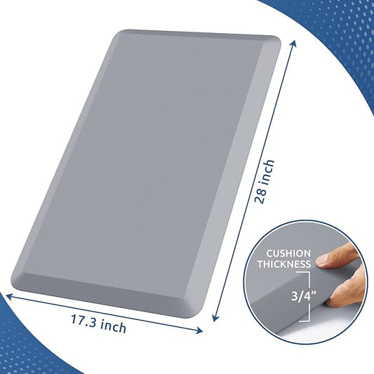KitchenClouds Kitchen Mat Cushioned Anti Fatigue Kitchen Rug Non Slip Standing Mat Comfort Floor Mats for Sink Office (17.3"x 28"-0.8inch, Grey)