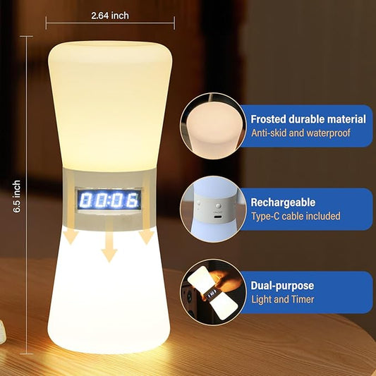 LED Visual Timer Hourglass - Rechargeable Digital Countdown ADHD Timer for Kids & Adults (1-99 Mins Adjustable), Time Flow Simulation with Time Management for Classroom,Kitchen,Room,Home (Warm-White)