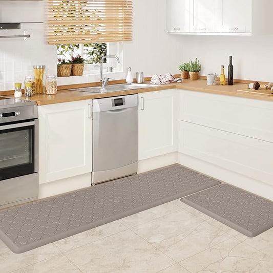 WISELIFE Cushioned Anti Fatigue Floor Mat, Thick Non Slip Waterproof Kitchen Rug, Heavy Duty Foam Standing Mat for Kitchen, Office, Desk, Sink, Laundry (17.3"x28"+17.3"x60")