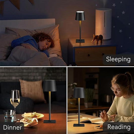 2 Pack Rechargeable Table Lamps,Cordless Lamp with 6000mAh Battery Operated, Portable Indoor/Outdoor Table Lamp for Patio Restaurant Home Dinner Dining Kitchen,Waterproof & Wireless
