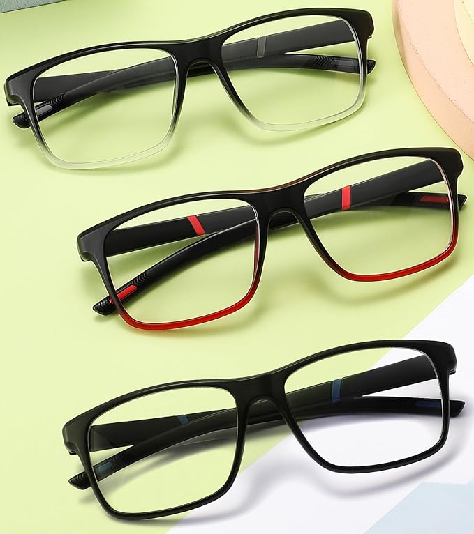 3 Pack Professional Reading Glasses Mens Computer Readers,Blue Light Blocking Glasses for Men Anti Glare/Filter UV,Stylish Large Oversized Two Tone Frame Spring Hinge Eyeglass +1.0 Strength