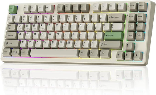 Wireless Mechanical Keyboard,Gasket Mounted with Creamy Sound,Bluetooth/2.4GHz/USB-C,Custom Hot Swappable,RGB Backlit,75% Compact Layout for Gaming/Typing/Win/Mac/PC (Industrial Gray,Linear Switch)