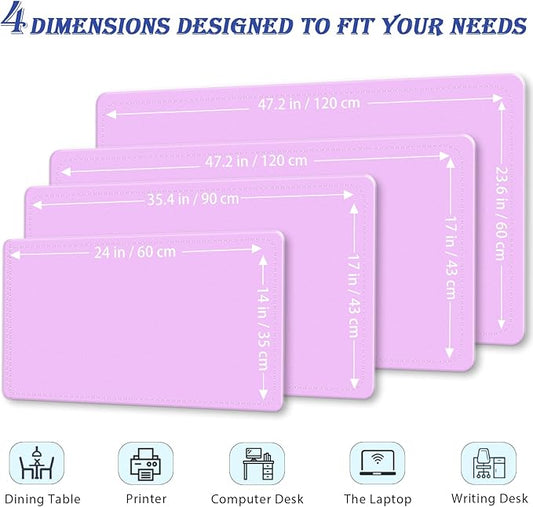 Non-Slip Desk Pad, 24" x 14" Large Mouse Pad, PU Leather Desk Mat with Suede, Laptop Desk Pad, Waterproof Keyboard Pad, Desk Blotter for Office/Home/Decor (Violet)