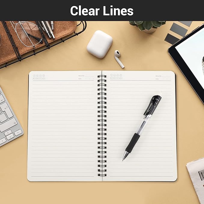 EUSOAR Spiral Notebook, A5 12packs 5.5"X8.3" 120 Pages Lined Travel Writing Notebooks Journal, Memo Notepad Sketchbook, Students College Office Business Subject Diary Ruled Book Journal-Black Cover