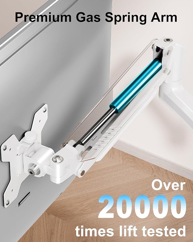 Dual Monitor Stand Holds 4.4-22 lbs Each, Dual Monitor Arm for 2 Monitors, Height Adjustable Computer Desk Mount for Max 32 inch Screens, VESA Mount with C-clamp & Grommet Base, Freelift White