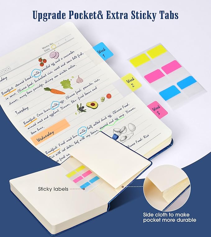 Lined Journal Notebook, 365 Pages A4 Large Journals for Writing Ruled Notebook, Hardcover Leather Journal for Women Men, Daily Notebook for Work, Note Taking, 100Gsm Thick Paper(8.5" x 11" Darkblue)