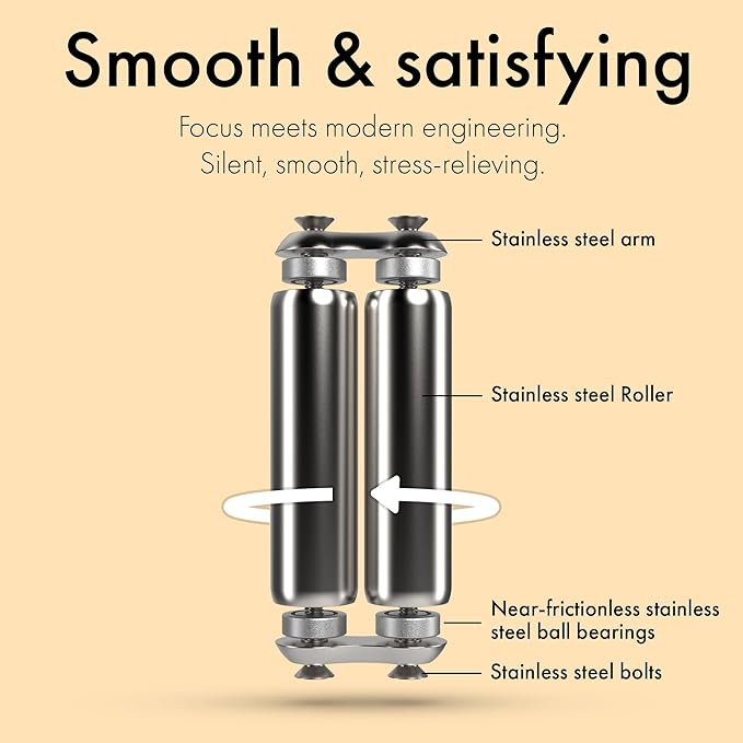 ONO Roller - Handheld Fidget Toy for Adults | Help Relieve Stress, Anxiety, Tension | Promotes Focus, Clarity | Compact, Portable Design | Stainless Steel Junior Size