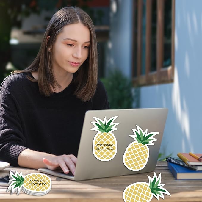 12 Pcs Pineapple Shape Sticky Notes Pineapple Sticky Note Pad Cute Fruit Self Stick Note Pads Self Adhesive Paper Message Note for Home Office School Stationery Supplies Party Gift