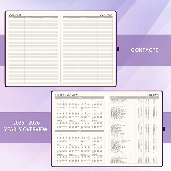 2025-2026 Planner - Academic Planner 2025-2026, July 2025 - June 2026, Planner Daily Weekly and Monthly, 8.5" x 11", Pen Holder, Calendar Stickers, Pocket, 25 Notes Pages, Faux Leather Cover