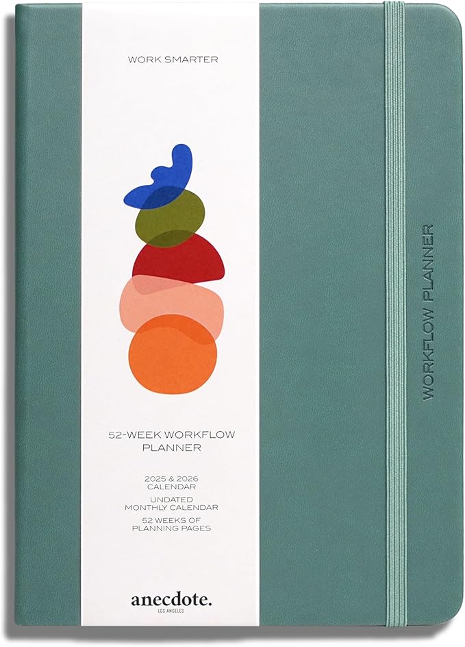 Anecdote 2026 Planner: 52 Week Daily Planner, Yearly, Monthly & Weekly Workflow for Planning Your Success – Vegan Leather Hardcover, Start Anytime & Achieve your Goals - Dutch Blue