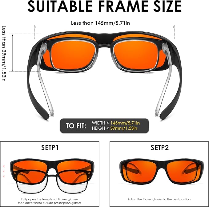 FEISEDY Fitover Blue Light Glasses Computer Gaming Eyeglasses for Better Sleep Anti Glare Nighttime Eye Wear B1228