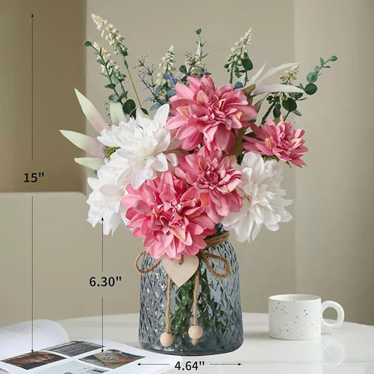 Leftover Faux Flowers in Vase,Artificial Flowers in Vase,Table Centerpieces for Dining Room,Flower Centerpieces for Tables,Fake Flowers,Kitchen Decor,Coffee Table Decor