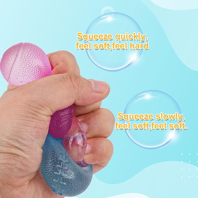 4pcs Stress Relief Toys Balls, Assorted Colors Maltose Filled Stress Toys Durable Slow Rising Sugar Balls for Anxiety ADHD & Autism Classroom Prizes (Rugby)