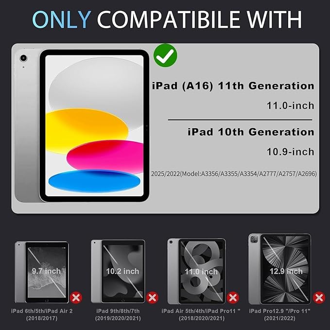 Case for iPad (A16) 11th/10th Generation 11''/10.9'' (2025/2022),Rotating Stand iPad Case 10th Gen with Screen Protector,Heavy Duty Shockproof Cover for 10th Generation 10.9 Inch,Rosegold