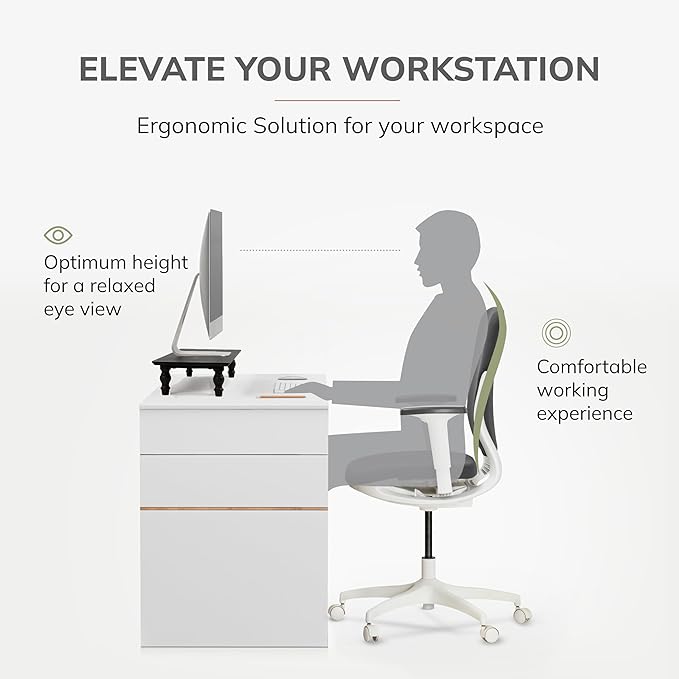 Anji Mountain Monitor Stand - Desktop Organizer & Laptop Riser, Ergonomic Monitor Riser, Space-Saving Monitor Stand for Desk, Durable Construction, Easy Assembly, Ideal for Home & Office,Black