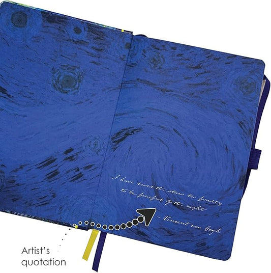 RainCaper Vegan Leather Journal Notebook, 160 Dot-Grid Pages, 5.7 inches x 8 inches, Journal - van Gogh Starry Night