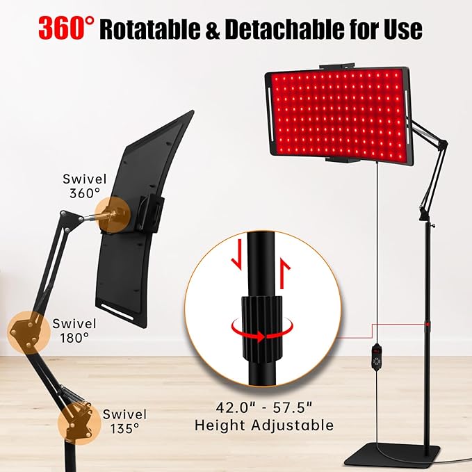 Red Light Therapy for Face and Body, 10-in-1 Multifunction Red Light Therapy Lamp with Stand, 660nm Red Light & 850nm Near Infrared Light Therapy Device with Red Light Therapy Belt and Stand