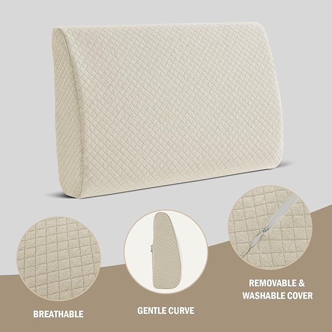 HOMBYS Lumbar Support Pillow for Recliner Chair, Memory Foam Back Support Cushion for Elderly,Extra Large Lumbar Support Pillow,Thick Backrest for Home Reading (Khaki, 20“x13.5"x5")