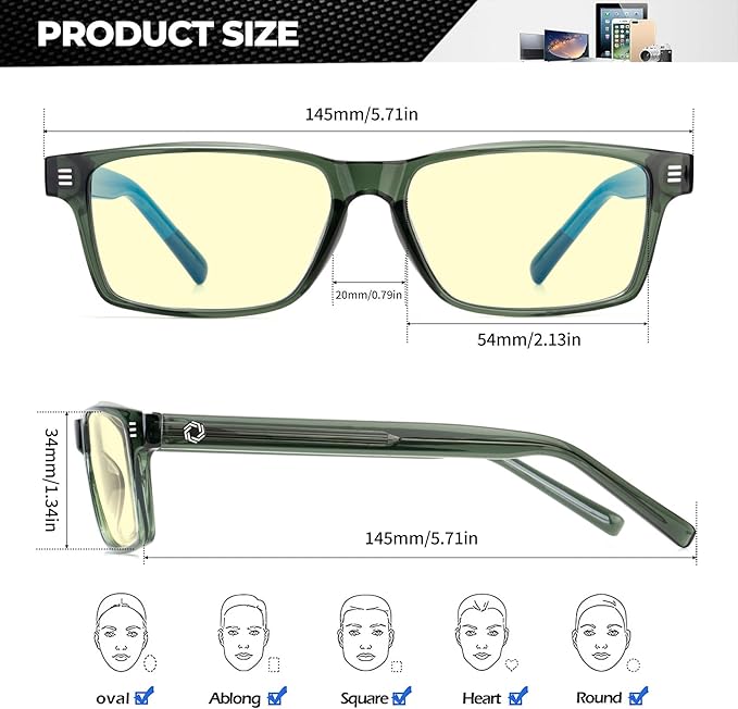 ANYLUV Blue Light Glasses Men Woman, Blue Light Blocking Glasses for Computer Gaming, Eye Strain Relief Eye Protection